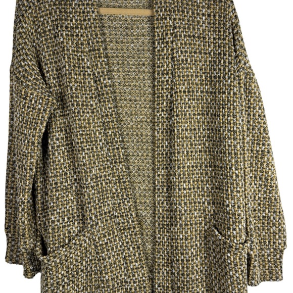 EARTHBOUND Women's Knit Cardigan - Green, Cream, and Gold - Picture 1 of 7